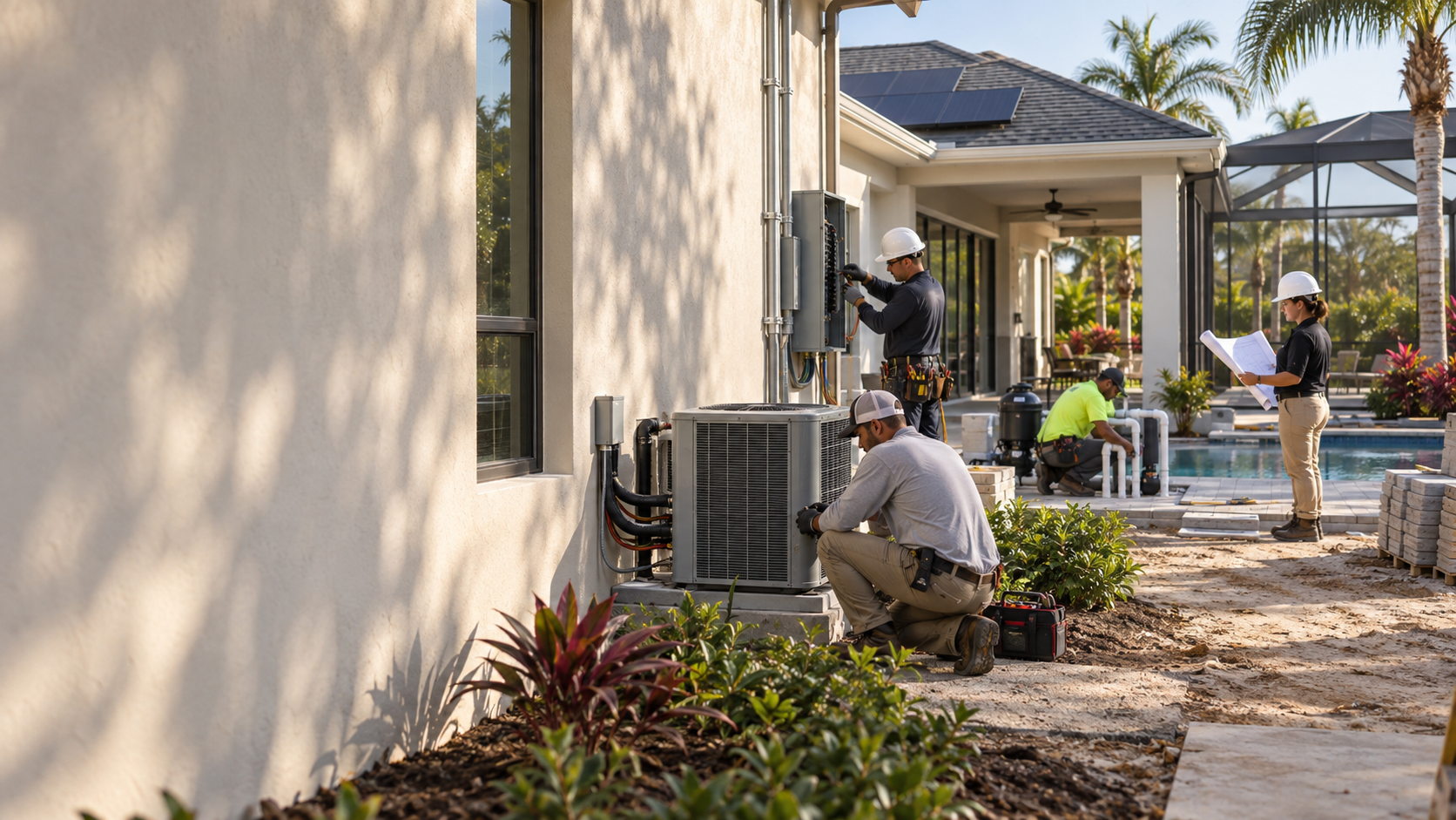 Equipe realizando serviços de construção e instalação na Central Florida.